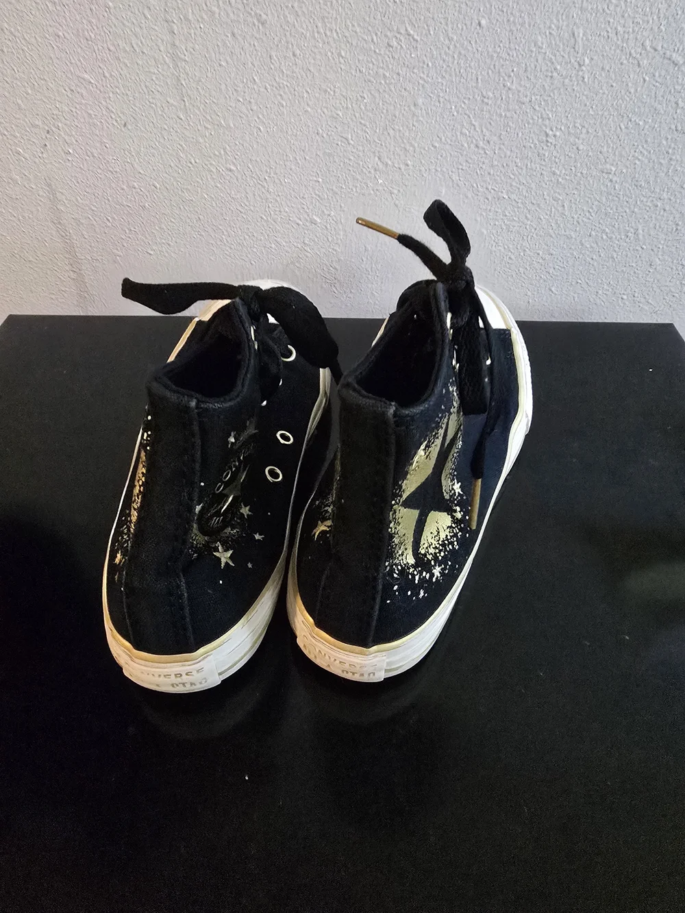 Kids Black High-Top Sneakers with Gold Star Accent